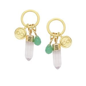 Aventurine and Gold Charm Earrings (for pierced ears) by Charged Jewelry